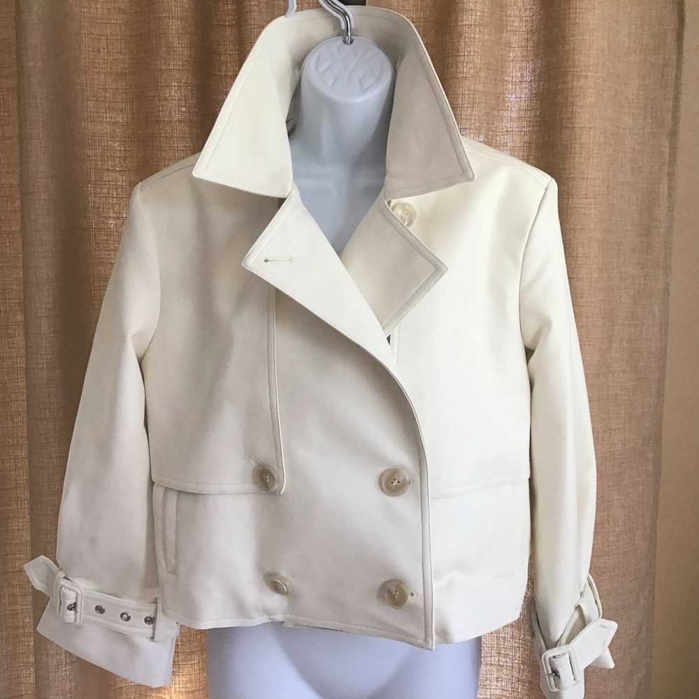 Rachel Parcell Ivory Vegan Leather Cropped Jacket Small #cropped #Leather